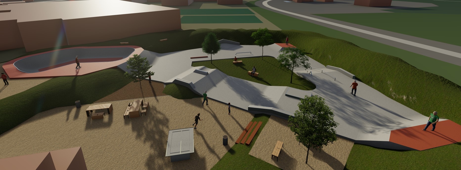 VUE 3D SKATEPARK BALMA CONCEPTEUR CONSTRUCTEUR SKATEPARKS BETON